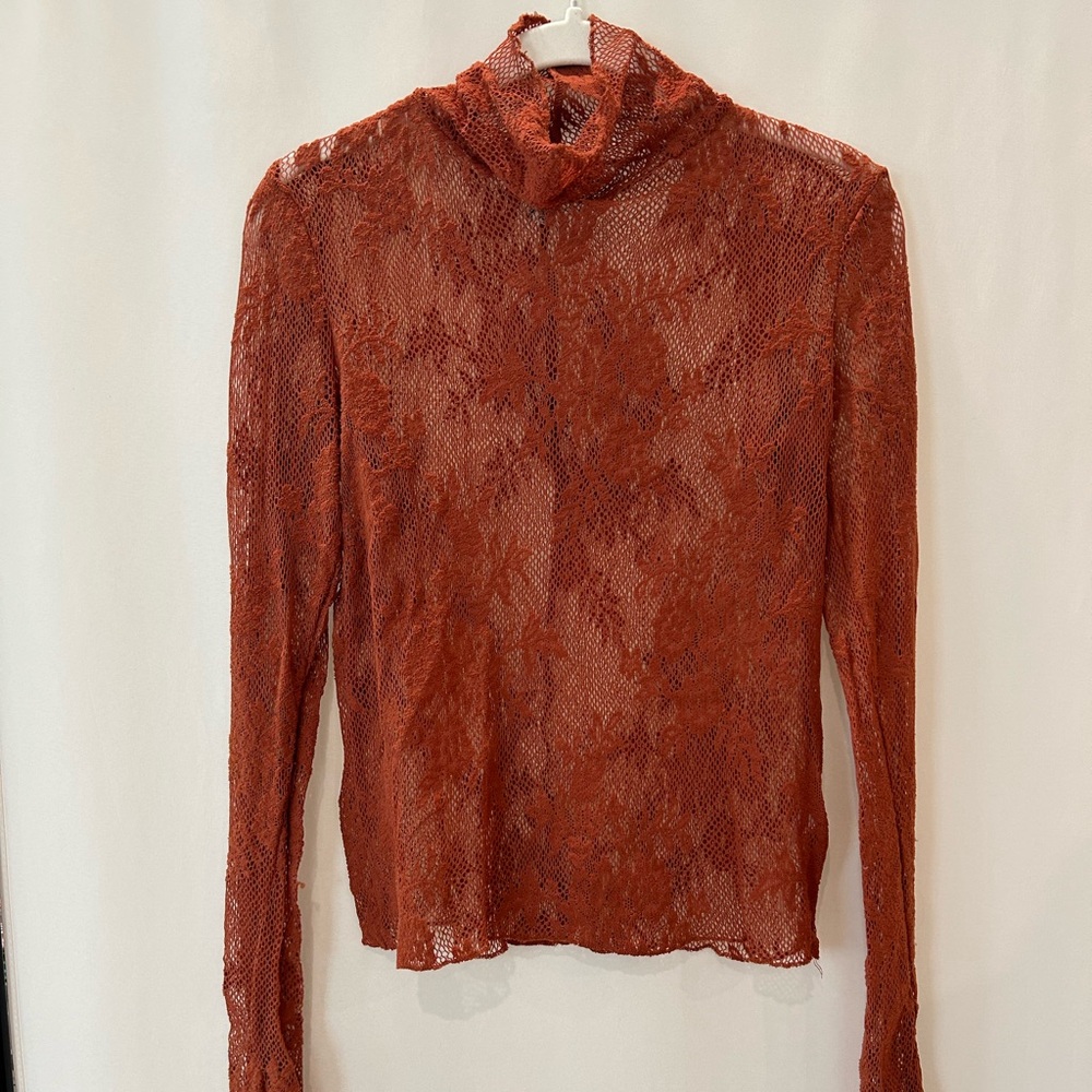 Free people lace mock neck layering shirt